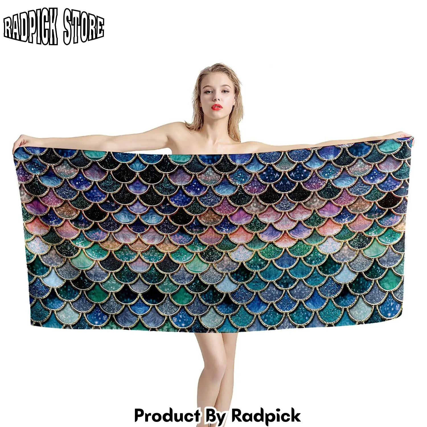 3d the most blue sparkle mermaid tail in the ocean custom beach towel rp88712